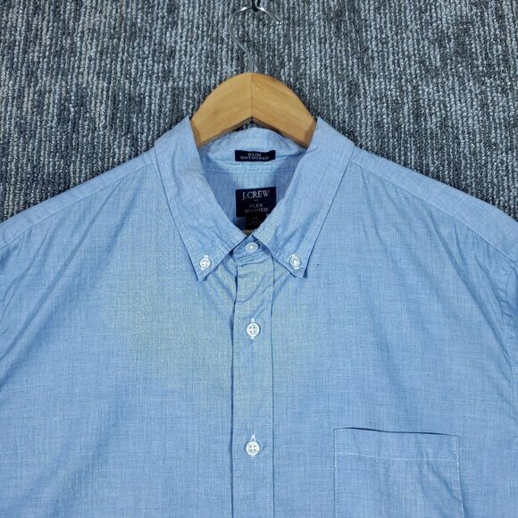 J.Crew Shirt Mens XL Flex Washed Blue Button Down Slim Untucked NWT L0461 - Picture 4 of 10